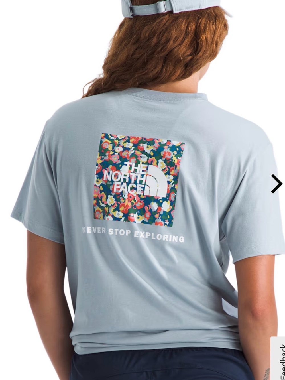 The North Face Woman’s Sm Short-Sleeve Tee Teal Floral Back Graphic Like New